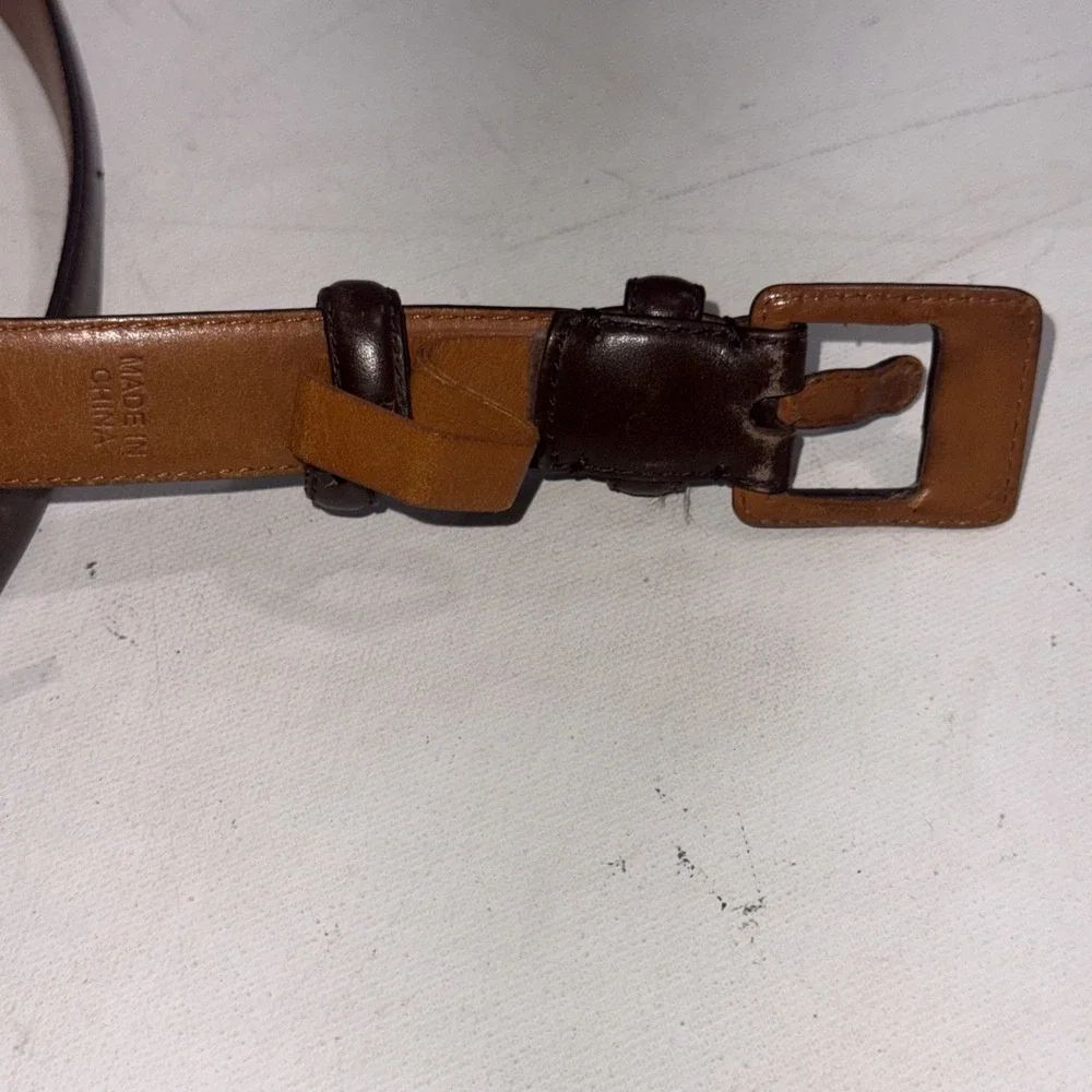 Lauren Ralph Lauren Brown Italian Leather RLR Leather Buckle Belt Womens Medium